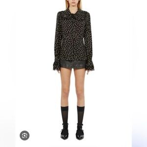 The Kooples Black and White Polka Dot Blouse